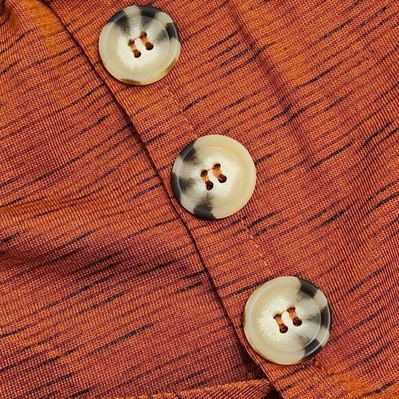 🔸️TruSelf Rust Orange Autumn/Fall Pumpkin 3/4 Sleeve Top Large - Picture 9 of 12